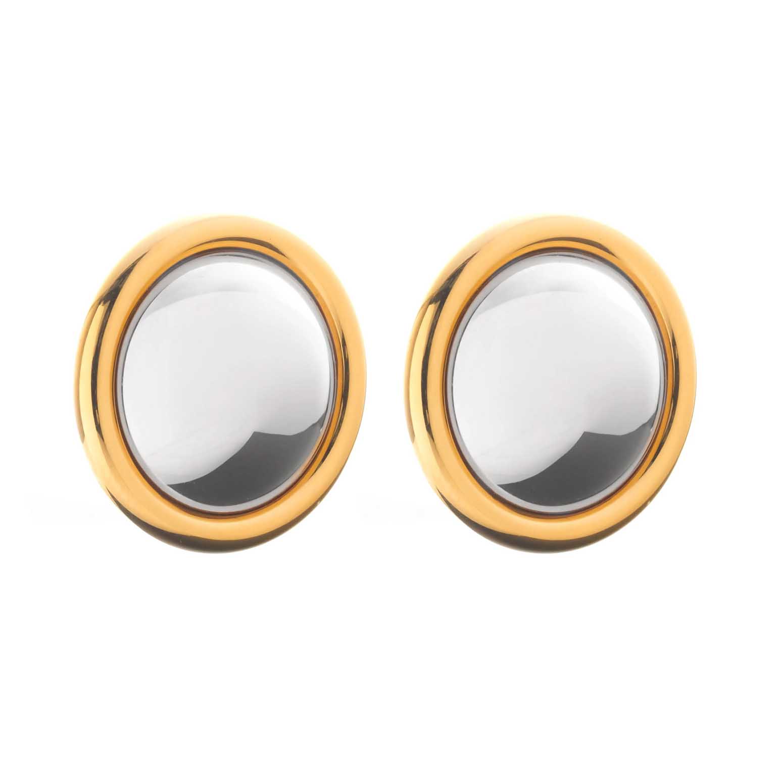 Silk & Steel Globe Two Tone Earrings